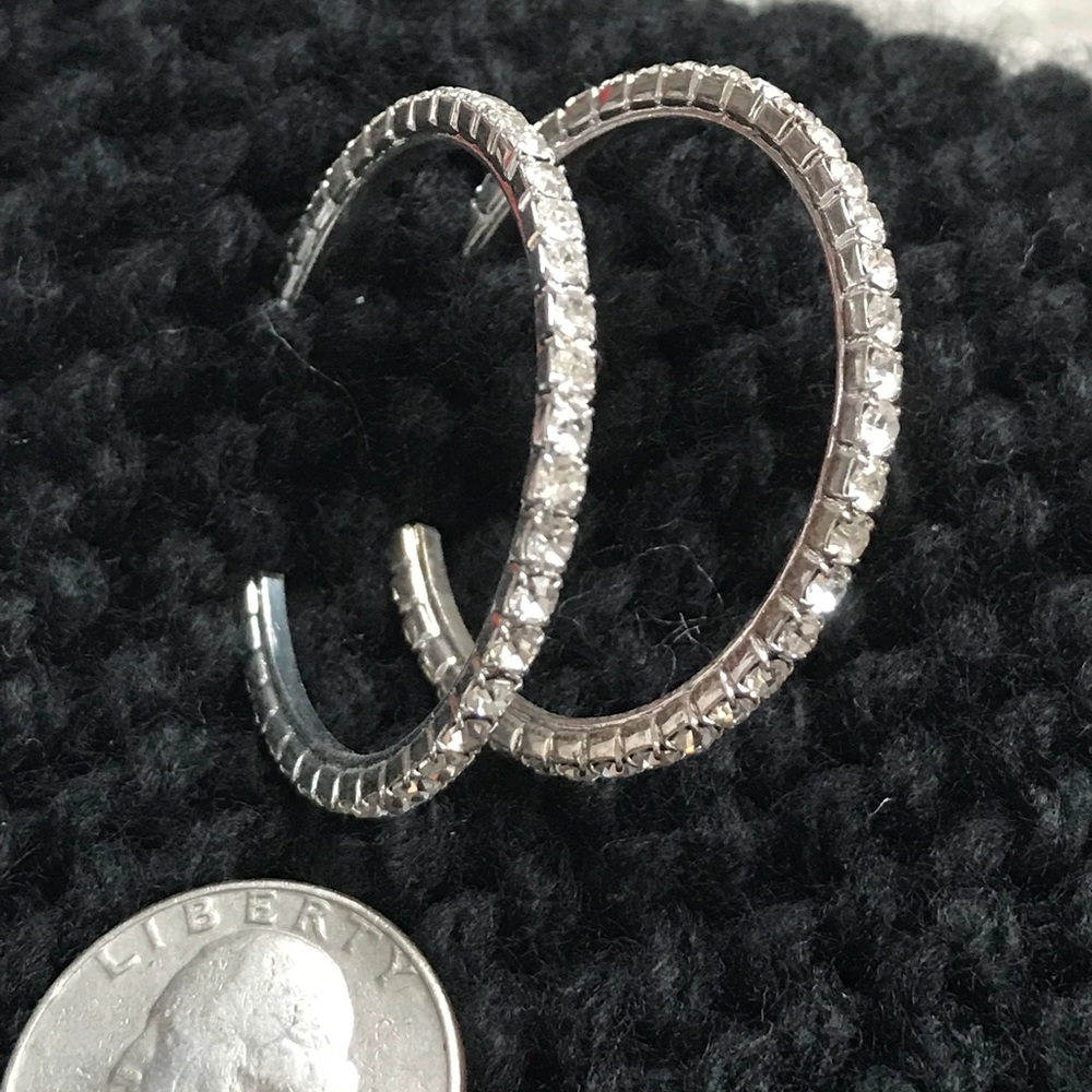 Rhinestone hoop earring